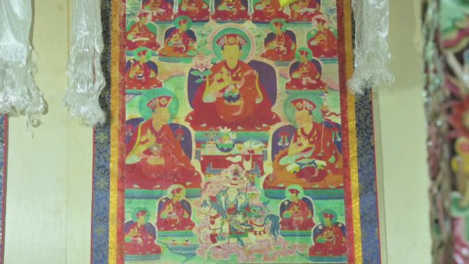 藏传佛教寺庙壁画唐卡绢画丝绸
