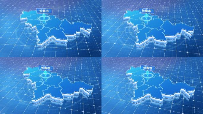 吉林省长春市蓝色科技感定位地图