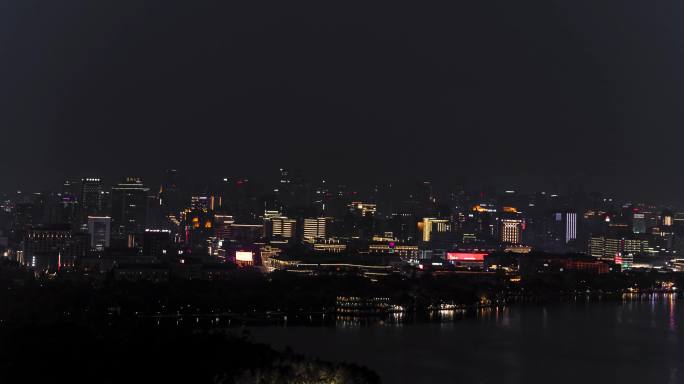 西湖夜景全景延时