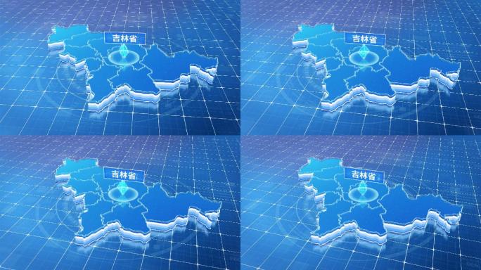 吉林省蓝色科技感定位地图