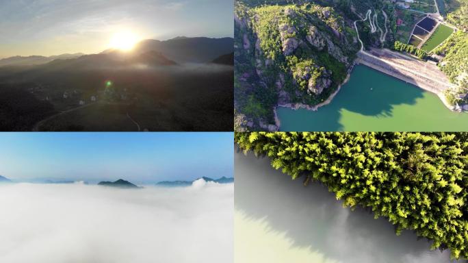 浙江美丽乡村蓝天白云自然生态景观航拍合集