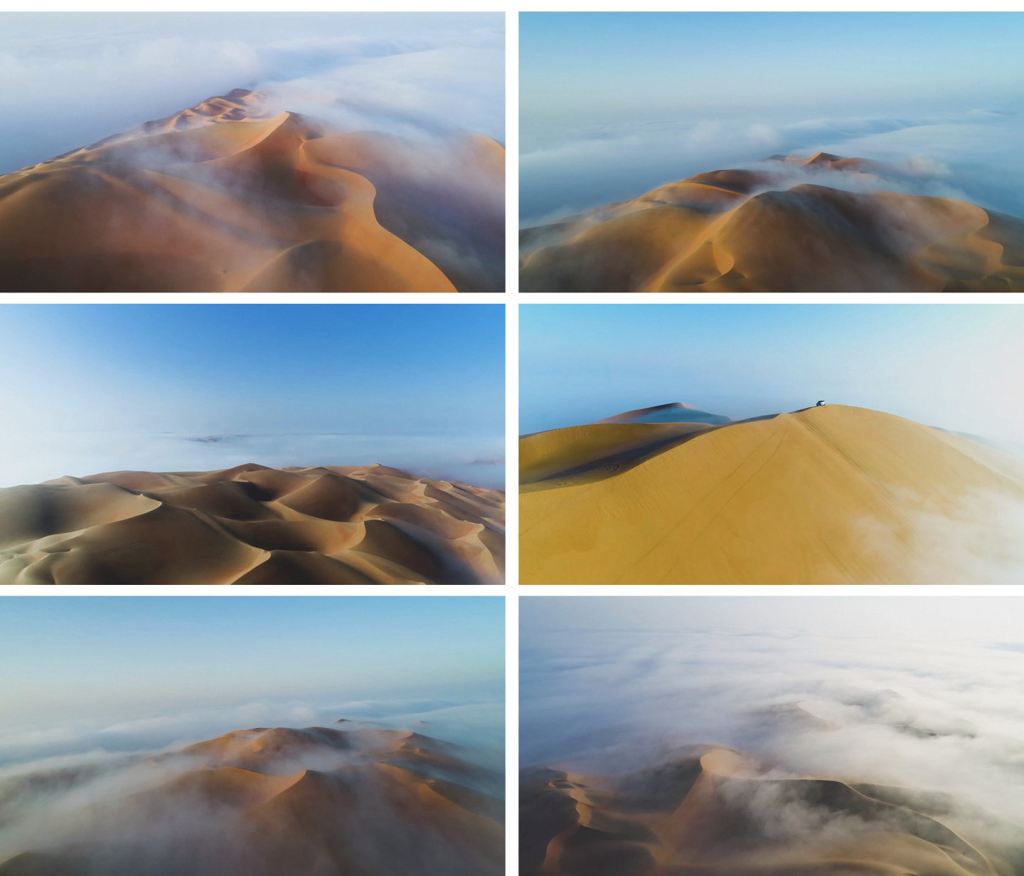 沙漠航拍沙漠上的云雾