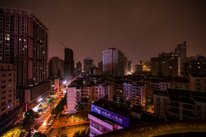 南宁城市闪电夜景延时摄影