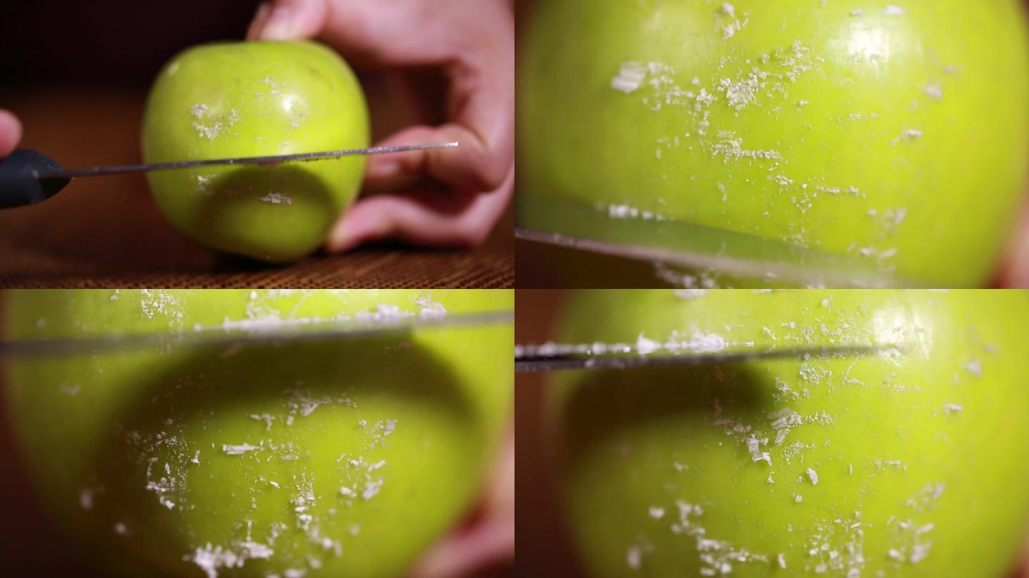 【镜头合集】小刀刮青苹果表面果蜡