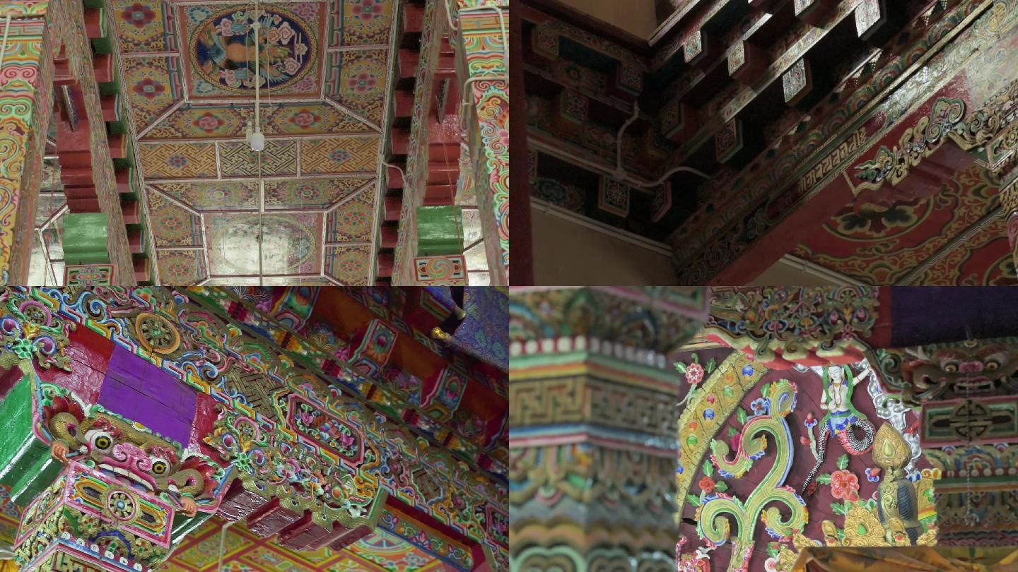 藏传佛教寺庙雕花壁画
