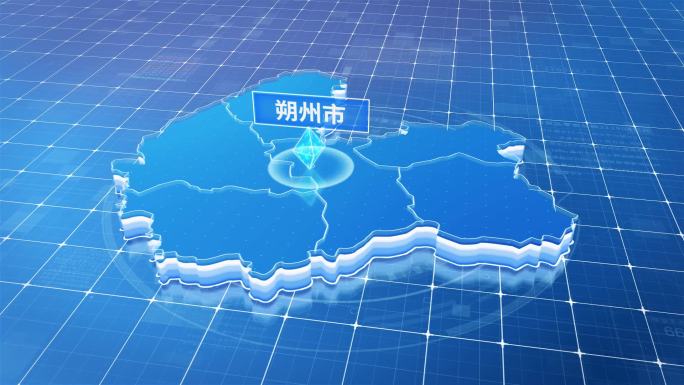 山西朔州市蓝色科技感定位地图