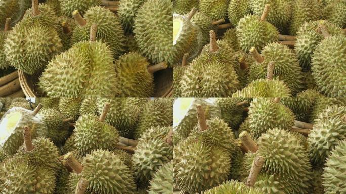 泰国热带水果市场上的新鲜榴莲