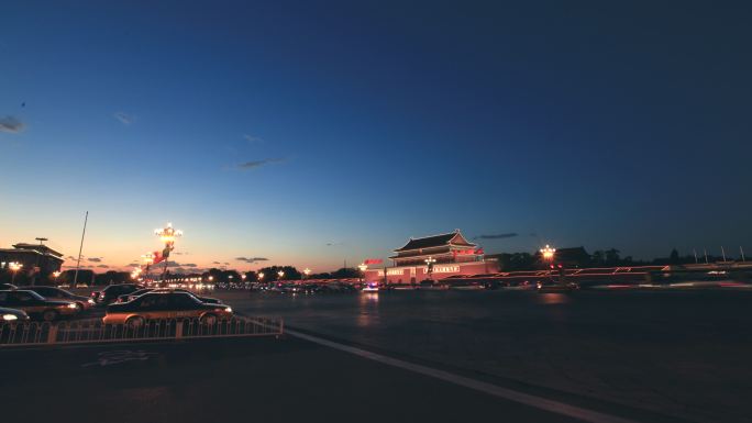 长安街 天安门 车水马龙 延时 北京夜景