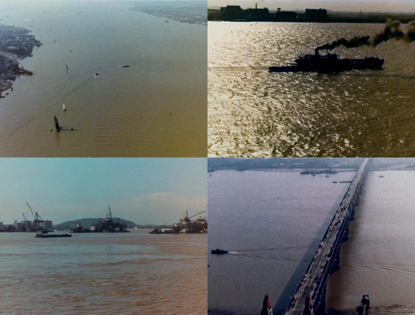 60年代 南京江面 长江大桥  航拍