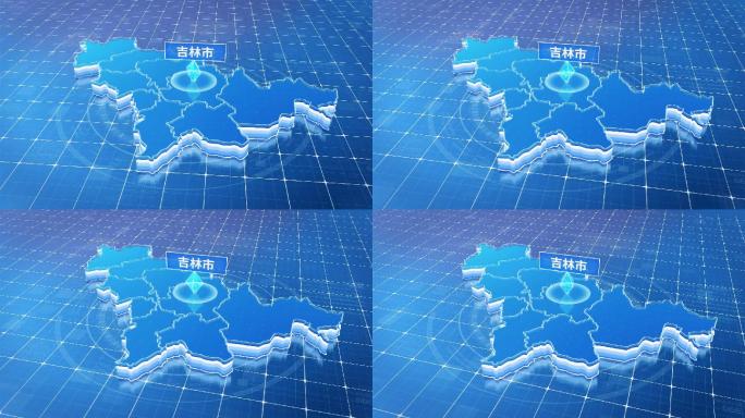 吉林省吉林市蓝色科技感定位地图