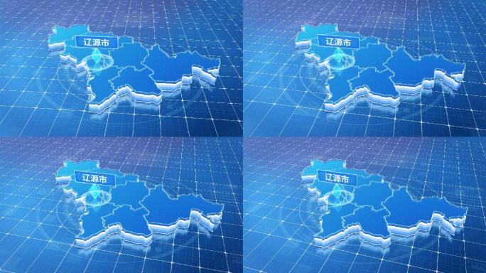 吉林省辽源市蓝色科技感定位地图