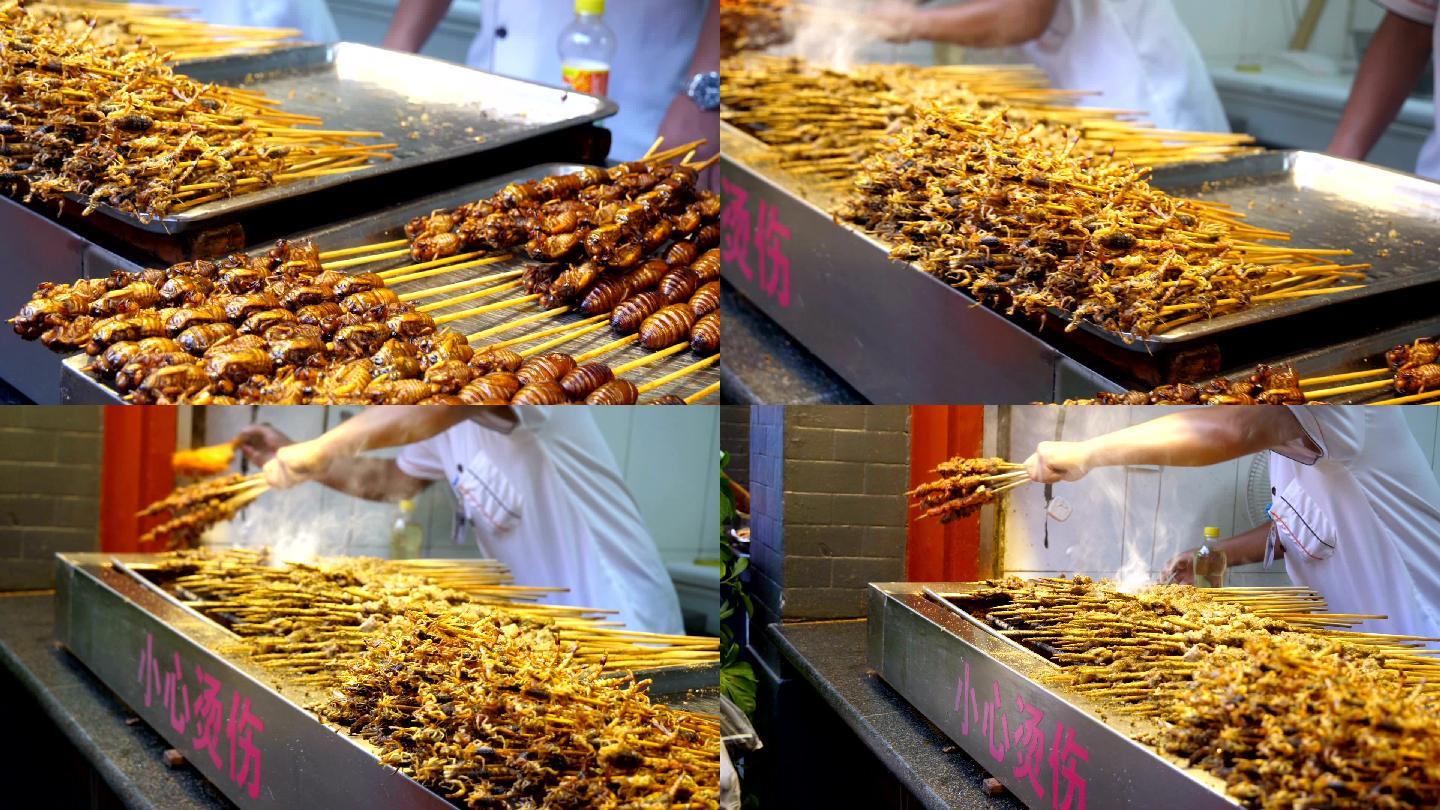 中国的异国美食烧烤地摊生意烤串