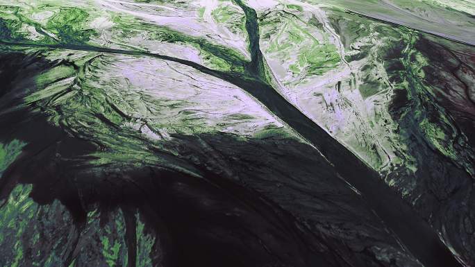 从上面看到的未来主义绿松石天王星表面。