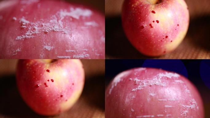 【镜头合集】水果刀刮红富士苹果表面果蜡