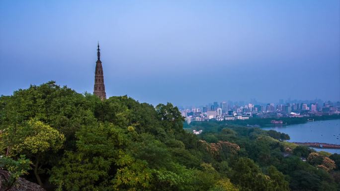 杭州地标 保俶塔夜景延时