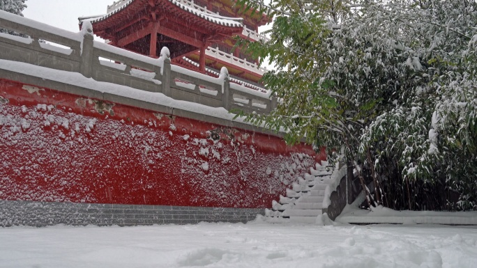 少林寺古建筑雪景