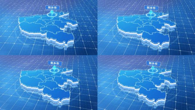 河南新乡市蓝色科技感定位地图