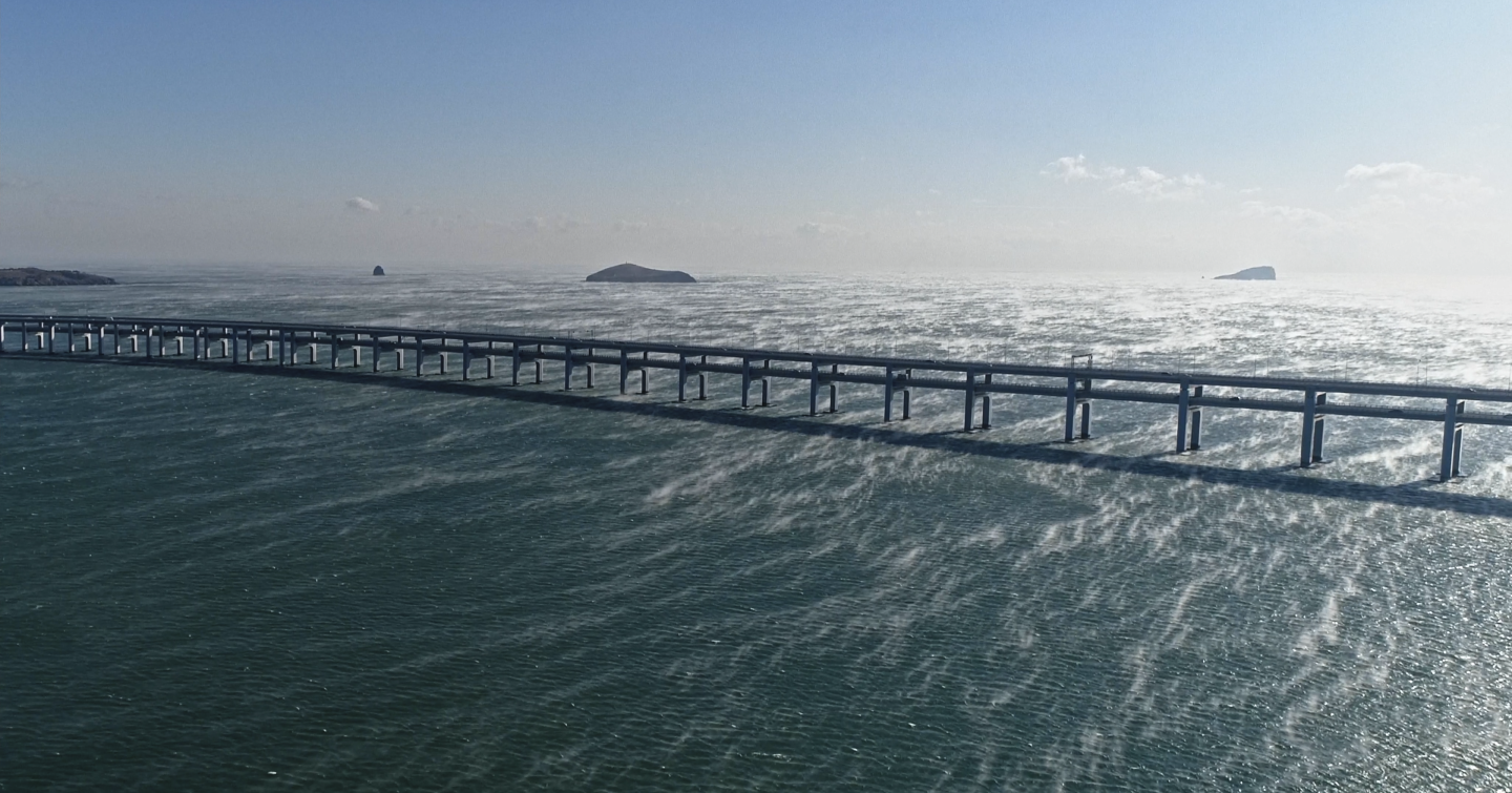 海浩海水蒸汽大连星海湾海浩大桥观音航拍