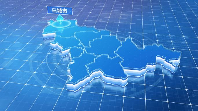吉林省白城市蓝色科技感定位地图