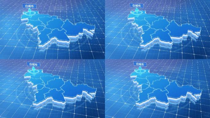 吉林省白城市蓝色科技感定位地图