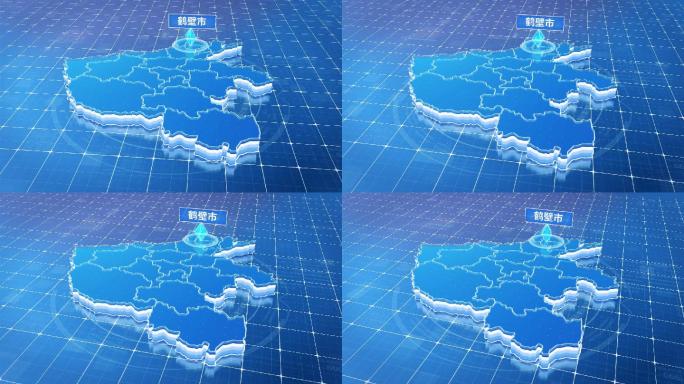 河南鹤壁市蓝色科技感定位地图