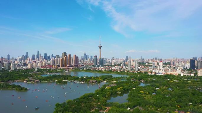 天津水上公园 电视塔城市风景天津自然景观