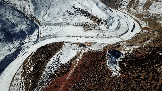 怒江大峡谷冬季冰封航拍