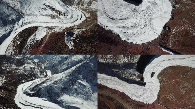 怒江大峡谷冬季冰封航拍