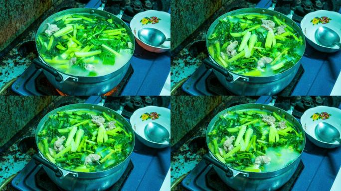 延时视频：烹饪中国蔬菜汤