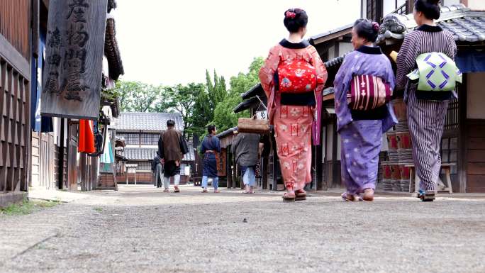 日本京都日式建筑妇女古装