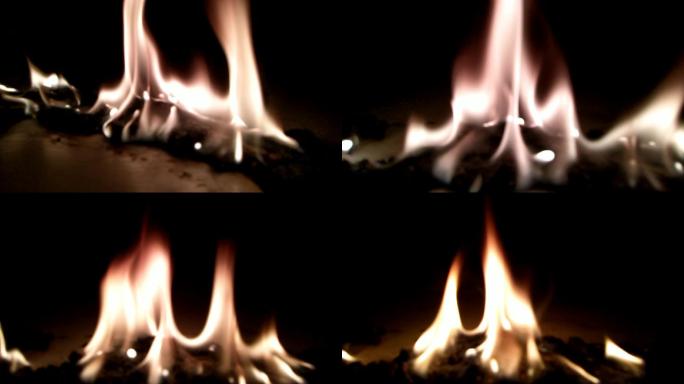 木柴火发光火花燃烧火焰易燃点火篝火壁炉
