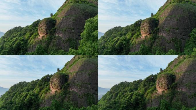 航拍浙江绍兴诸暨斗岩天然大佛景区原素材