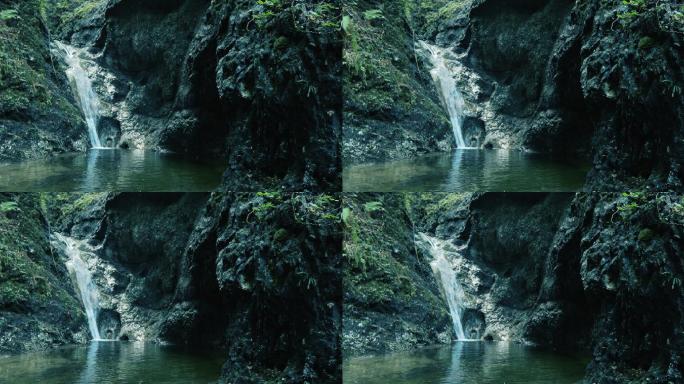 岩石环绕的小瀑布山涧溪流水花水韵流水特