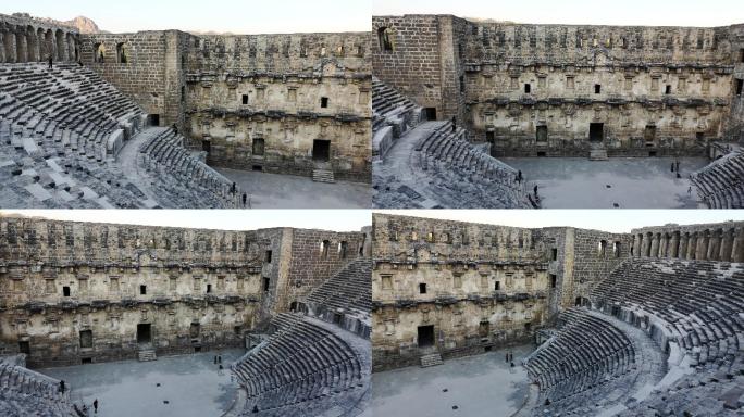 土耳其阿斯彭多斯的古罗马人造石圆形剧场