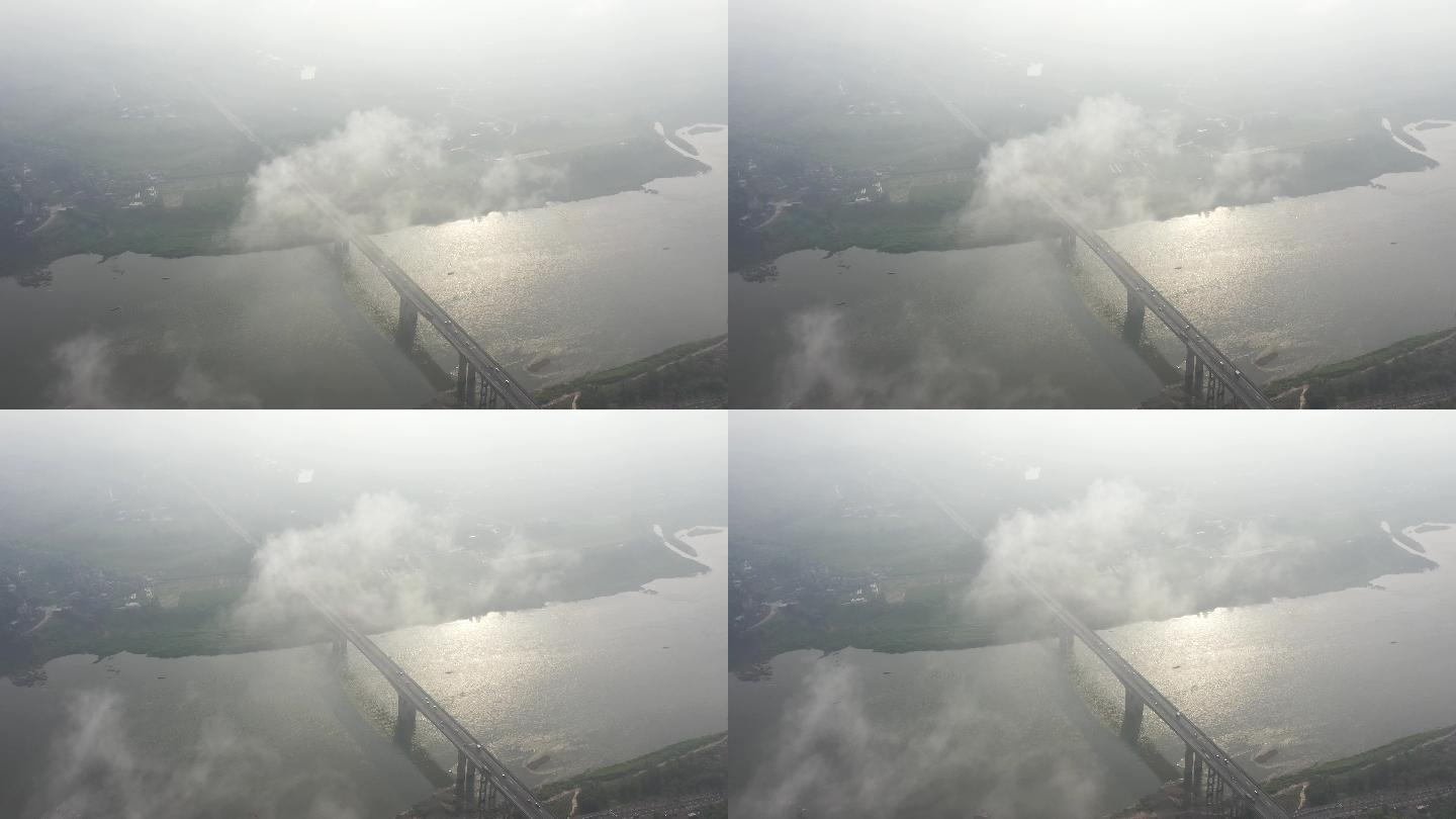 航拍云雾缭绕的重庆北碚城北城南城市风光