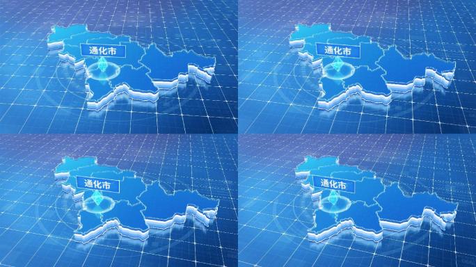 吉林省通化市蓝色科技感定位地图