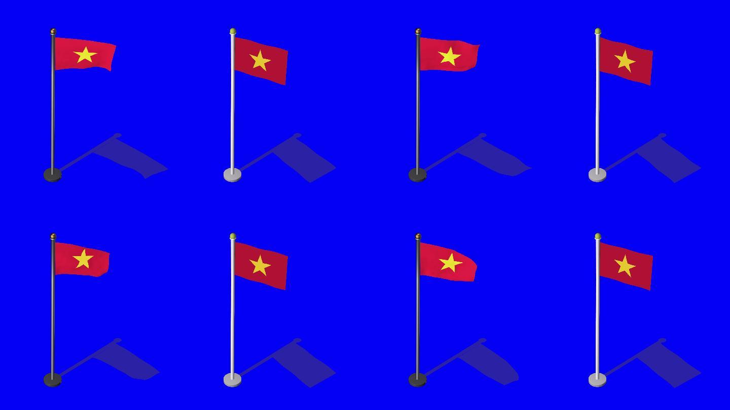 越南等长旗飘动越南旗