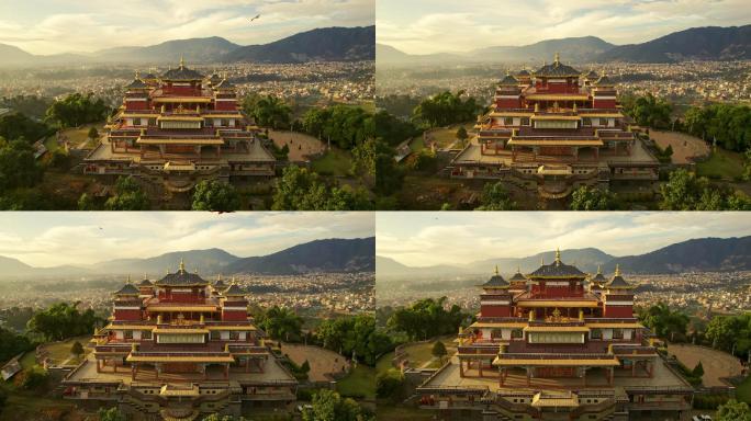 从无人机的角度看尼泊尔的普拉哈里修道院