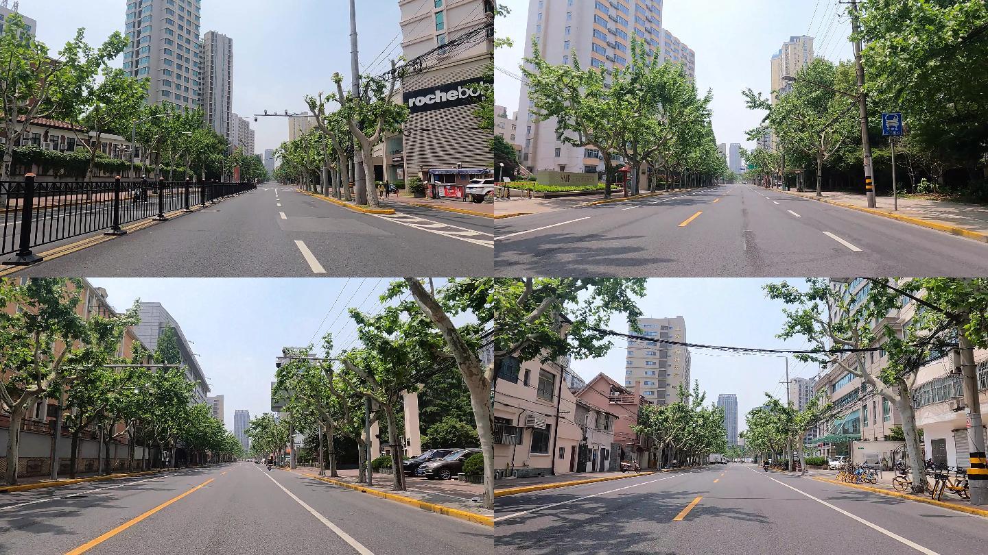 上海封城中的阳光街道现代建筑