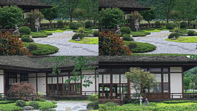 日式园林房屋建筑小院空镜素材