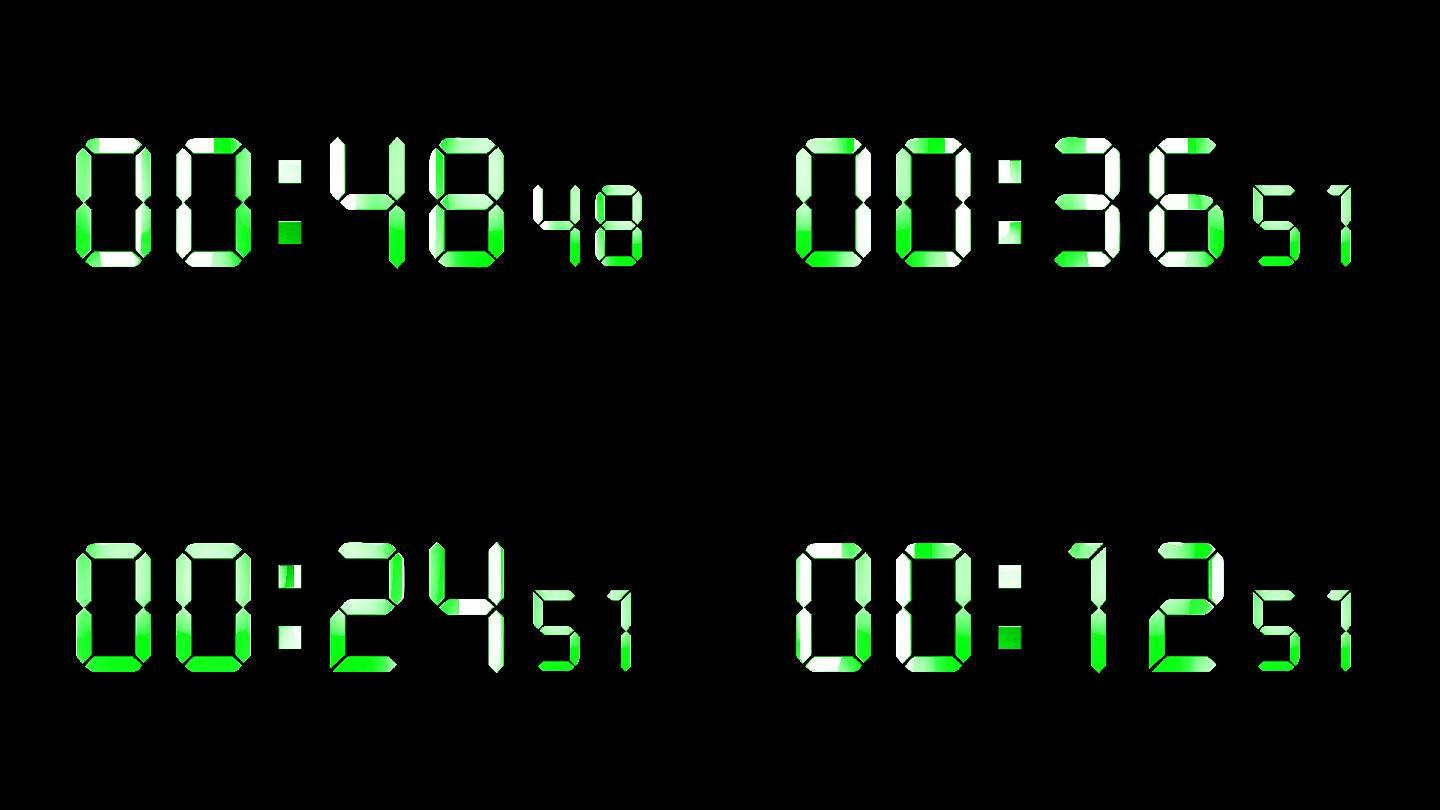 4K绿色液晶数字倒数1分钟精确毫秒 2