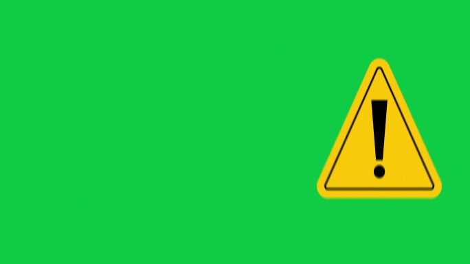 危险警告和停止标志标记在绿色屏幕上，覆盖Alpha和白色背景，可循环复制空间