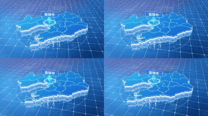 辽宁省盘锦市蓝色科技感定位地图