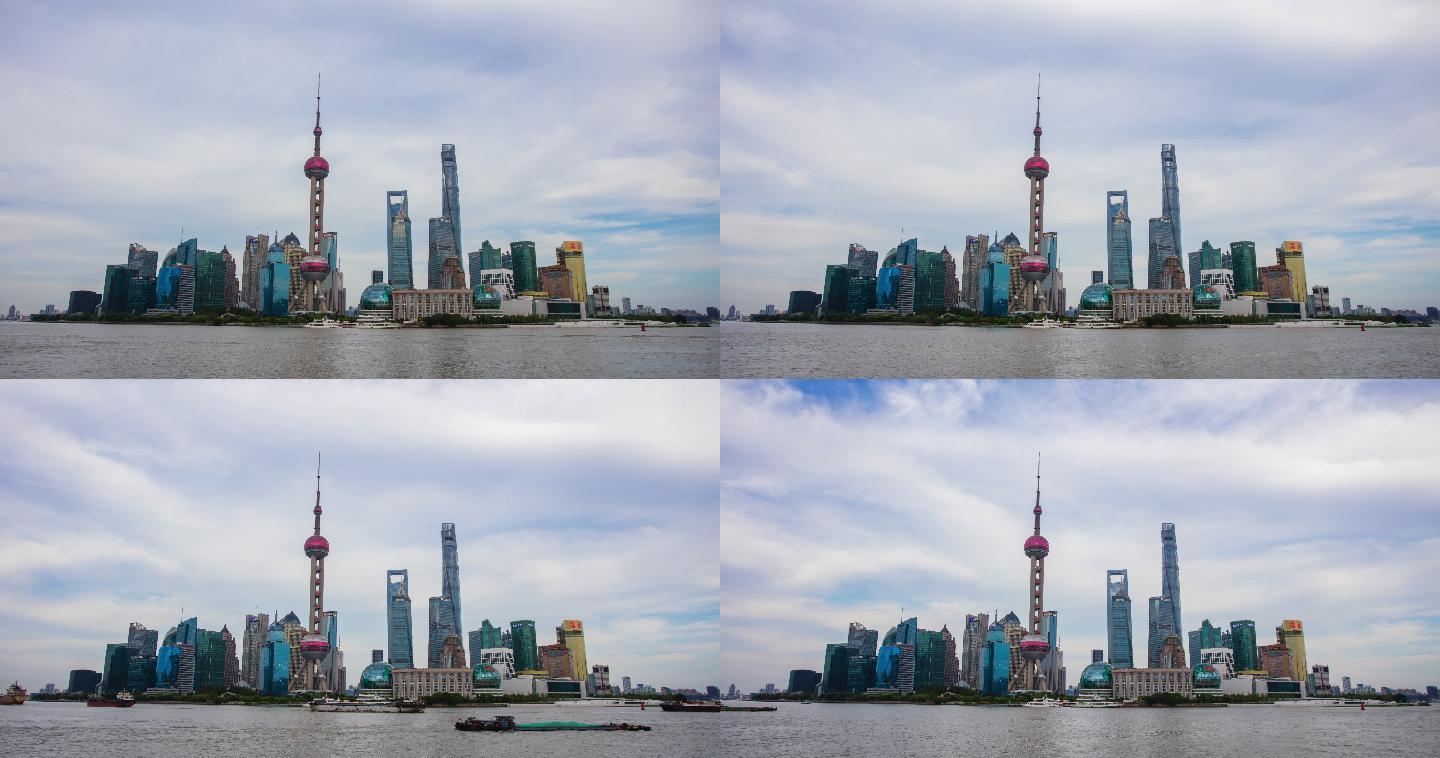 从中国上海外滩看上海浦东的超时空