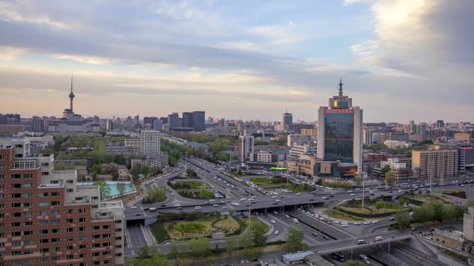 北京西三环莲花桥4K高清延时日转夜视频