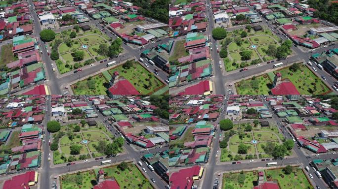 哥斯达黎加拉福图纳市中心的无人机视图