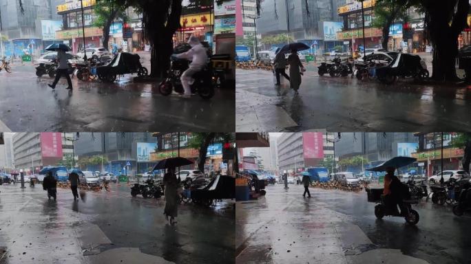 0003_V实拍下雨城市街道