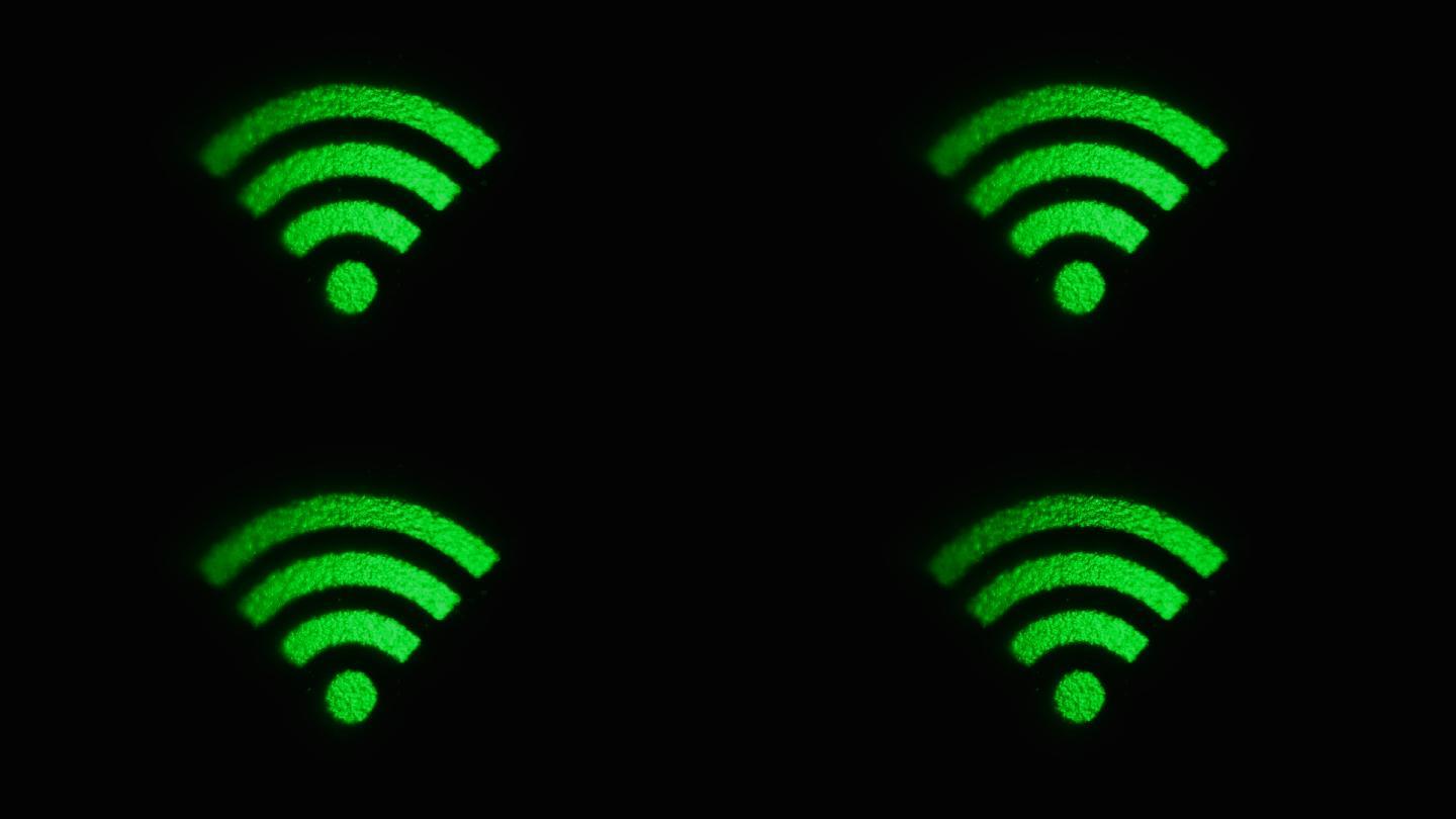 绿色互联网符号闪烁的实时画面