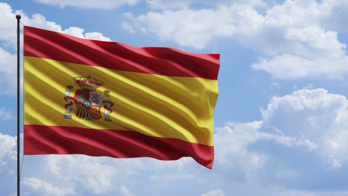 风中的西班牙国旗概念