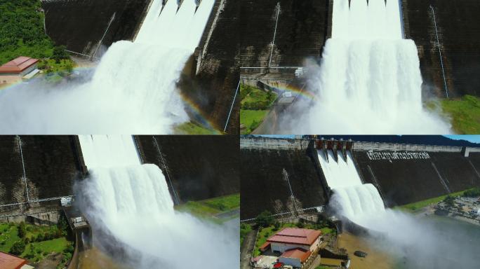 大坝放水大坝水流水电站黄河水利工程山峡南